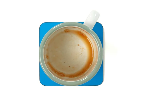 Špinavý Hrnek Kávu Izolované Bílém Pozadí — Stock fotografie