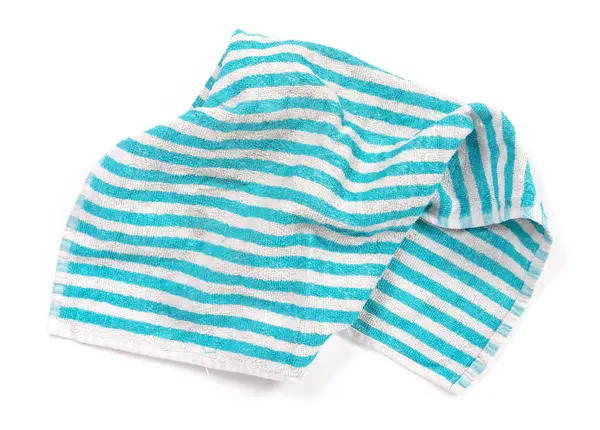 Turquoise Towel Isolated White Old Worn — Stock Photo, Image