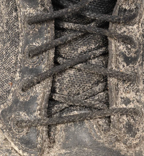 Black Shoe Covered Mud Isolated White — Stock Photo, Image