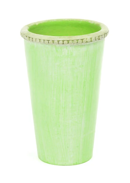 白い背景に分離された緑色の花瓶 — ストック写真