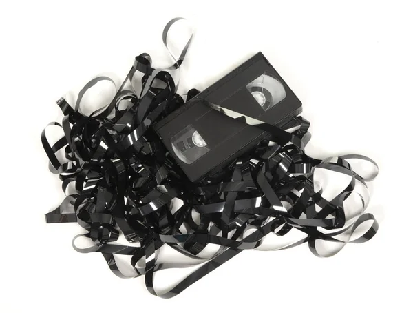 Broken Video Tape Isolated White Background — Stock Photo, Image