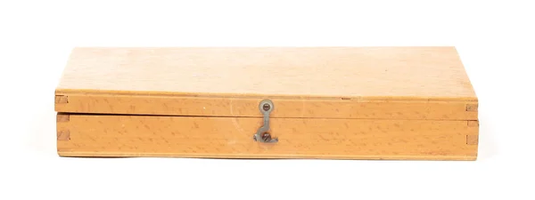 Старая Клетчатая Коробка Отобранная Старом Металлическом Крючке Изолированная Белом Фоне — стоковое фото