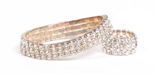 Bracelet Diamant Isolé Sur Fond Blanc — Photo