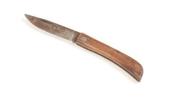 Ржавый Карманный Нож Белом Фоне — стоковое фото