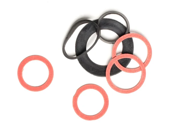 Set Sealing Rubber Rings Different Sizes Isolated White — Stock Photo, Image