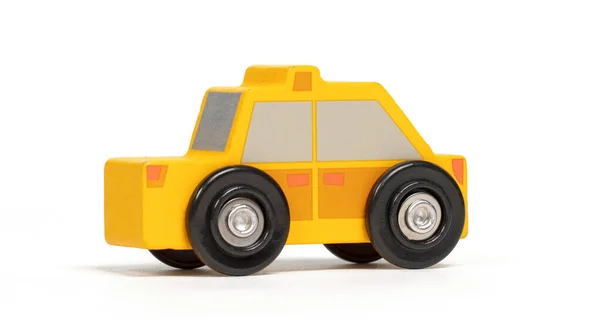 Retro Spielzeugauto Aus Holz Isoliert Auf Weißem Hintergrund — Stockfoto