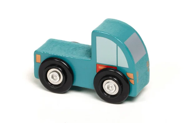 Retro Drewniany Samochód Zabawki Izolowane Białym Tle — Zdjęcie stockowe