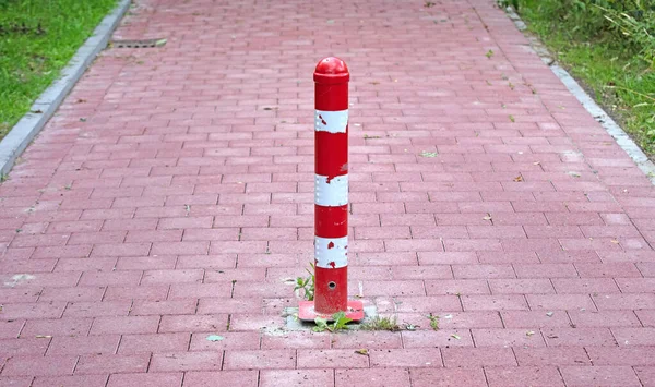 Красный Столб Посреди Велосипедной Дорожки Нидерланды — стоковое фото