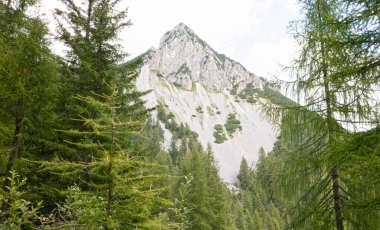 İtalya 'da Dolomite duvarında eski heyelan