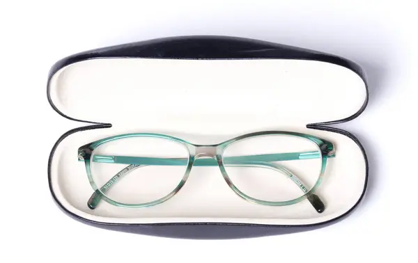 Paar Klassische Brillen Etui Isoliert Auf Weißem Hintergrund lizenzfreie Stockbilder