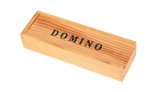 Wooden Domino box, isolated on a white background