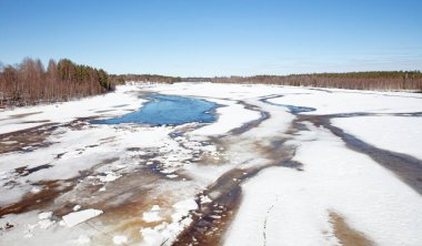 Finlandiya 'da donmuş nehir eriyor