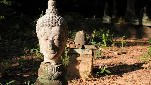 Imagen Antigua Cabeza Thai Lanna Buddha Templo Cueva Chaingmai Tailandia — Foto de Stock