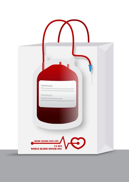 블러드 백으로 헌혈의 화면을 디자인의표지에 표시하는 디자인 — 스톡 벡터