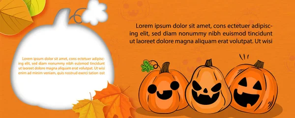 Halloween Feest Met Herfst Pompoenen Jack Lantaarn Papier Gesneden Platte — Stockvector
