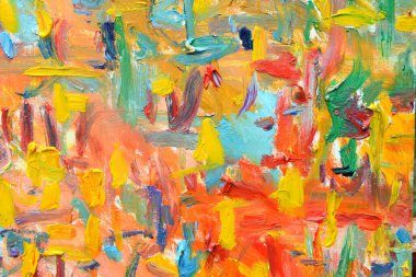 Yaşamın rengi. Dışavurumcu ruh hali, desen fırça boyası tuval üzerine canlı renkli yağ çizimi.