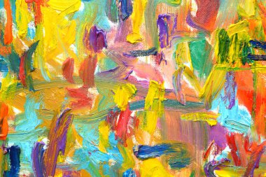 Yaşamın rengi. Dışavurumcu ruh hali, desen fırça boyası tuval üzerine canlı renkli yağ çizimi.