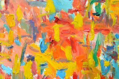 Yaşamın rengi. Dışavurumcu ruh hali, desen fırça boyası tuval üzerine canlı renkli yağ çizimi.