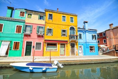 Colorful houses in Burano Island. Famous travel destination, Venice, Italy