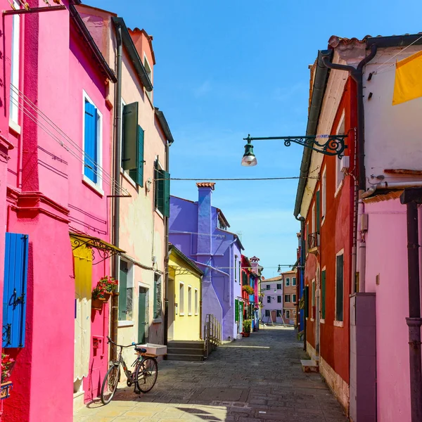 Colorful Houses Burano Island Famous Travel Destination Venice Italy — Stok fotoğraf