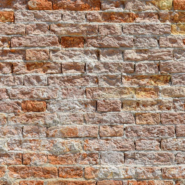 Old Brick Wall Red Brick Background Concrete Crack Vintage Wall — 图库照片