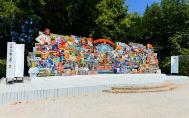 Venice, Italy - July 3, 2022: The Description of the World by Navin Rawanchaikul Artist from Thailand at the 59th International Art exhibition of Venice biennale 