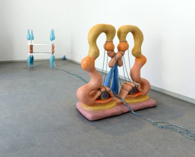 Venice, Italy - July 3, 2022: 59th Venice Biennale International Art Exhibition in Venice. Artworks by the Zsfia Keresztes titled After Dreams - I Dare to Defy the Damage, Hungarian Pavilion