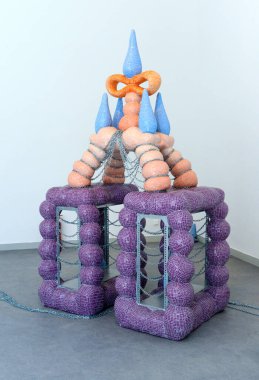 Venice, Italy - July 3, 2022: 59th Venice Biennale International Art Exhibition in Venice. Artworks by the Zsfia Keresztes titled After Dreams - I Dare to Defy the Damage, Hungarian Pavilion