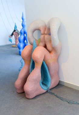 Venice, Italy - July 3, 2022: 59th Venice Biennale International Art Exhibition in Venice. Artworks by the Zsfia Keresztes titled After Dreams - I Dare to Defy the Damage, Hungarian Pavilion