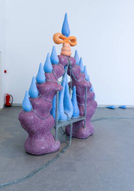 Venice, Italy - July 3, 2022: 59th Venice Biennale International Art Exhibition in Venice. Artworks by the Zsfia Keresztes titled After Dreams - I Dare to Defy the Damage, Hungarian Pavilion