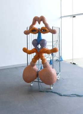 Venice, Italy - July 3, 2022: 59th Venice Biennale International Art Exhibition in Venice. Artworks by the Zsfia Keresztes titled After Dreams - I Dare to Defy the Damage, Hungarian Pavilion