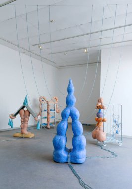Venice, Italy - July 3, 2022: 59th Venice Biennale International Art Exhibition in Venice. Artworks by the Zsfia Keresztes titled After Dreams - I Dare to Defy the Damage, Hungarian Pavilion