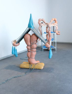 Venice, Italy - July 3, 2022: 59th Venice Biennale International Art Exhibition in Venice. Artworks by the Zsfia Keresztes titled After Dreams - I Dare to Defy the Damage, Hungarian Pavilion