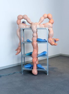 Venice, Italy - July 3, 2022: 59th Venice Biennale International Art Exhibition in Venice. Artworks by the Zsfia Keresztes titled After Dreams - I Dare to Defy the Damage, Hungarian Pavilion