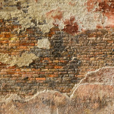 Old brick wall with red brick background, Concrete crack, vintage wall backgroun