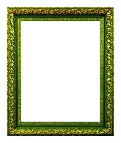 Antique Green Gold Frame Isolated White Background — Zdjęcie stockowe