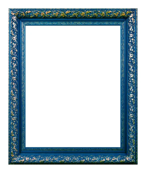 Antique Blue Gold Frame Isolated White Background — Fotografia de Stock
