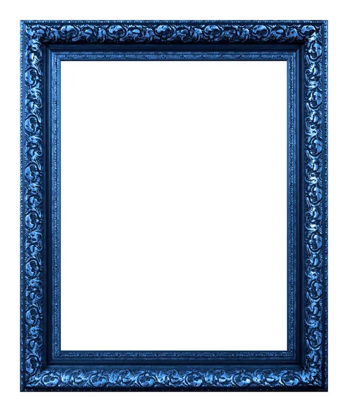 白色背景上孤立的古董蓝色框架 — 图库照片