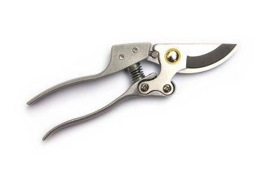 Silver garden secateurs isolated on a white background. clipart