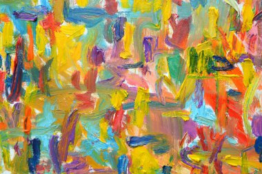 Yaşamın rengi. Dışavurumcu ruh hali, desen fırça boyası tuval üzerine canlı renkli yağ çizimi.