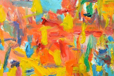 Yaşamın rengi. Dışavurumcu ruh hali, desen fırça boyası tuval üzerine canlı renkli yağ çizimi.