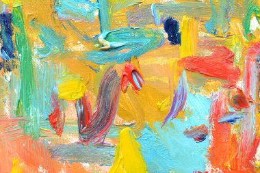 Yaşamın rengi. Dışavurumcu ruh hali, desen fırça boyası tuval üzerine canlı renkli yağ çizimi.