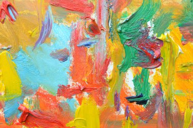 Yaşamın rengi. Dışavurumcu ruh hali, desen fırça boyası tuval üzerine canlı renkli yağ çizimi.