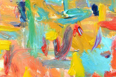 Yaşamın rengi. Dışavurumcu ruh hali, desen fırça boyası tuval üzerine canlı renkli yağ çizimi.