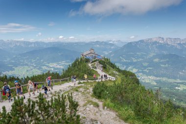 BERCHTESGADEN, GERMANY - JULY 28, 2022: The Kehlsteinhaus, also known as Eagle's Nest, is a Third Reich building in the Berchtesgadener Land district of Bavaria in Germany