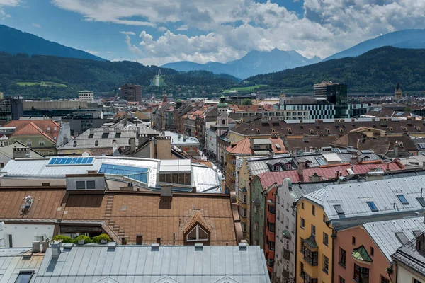 Luchtfoto Van Innsbruck Oostenrijk Vanaf Stadstoren — Stockfoto