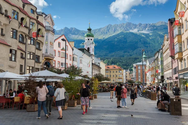 Innsbruck Áustria Julho 2022 Praça Cidade Velha Maria Theresien Strasse — Fotografia de Stock