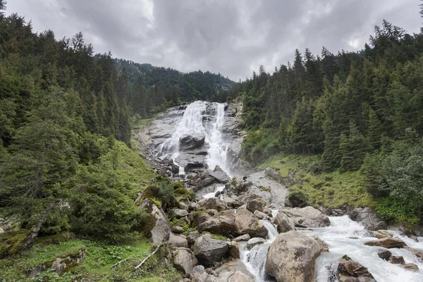 Водопад Грава Реке Сульцаубах Приток Реки Руц Штубайских Альпах Австрия — стоковое фото