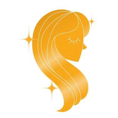 Altın Kadın Kafası 'nın şirin bir tasviri İpek gibi parlak saçları ve yan görünüşü var.