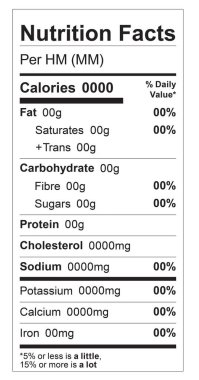 Kanada için Düzenlenebilir Beslenme Gerçekleri Şablonu Standart Dikey Dar